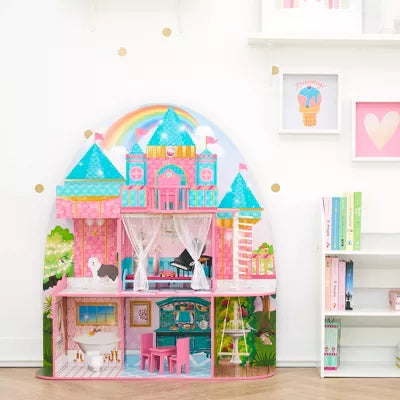 World Princess Castle 2-Story Wooden Dollhouse for  Dolls