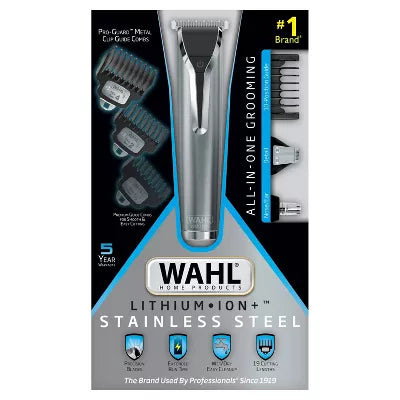 Lithium Ion All In One Stainless Steel Cordless Electric Beard Trimmer, Detailer, and Nose Trimmer for Men