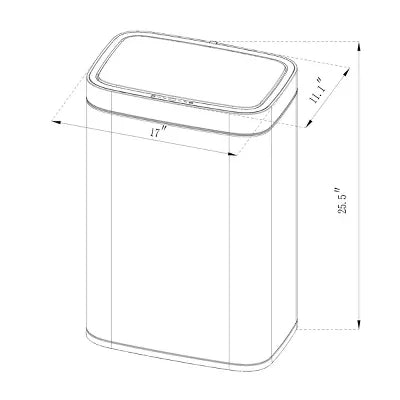 Motion Wastebasket with Liner - Stainless Steel Touchless Kitchen Trash Can, Silver