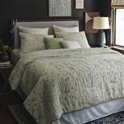 8pc Floral Comforter Set Green - King