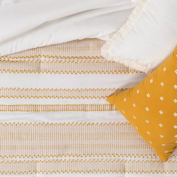 8pc Clipped Jacquard Stripe Comforter Bedding Set - Queen