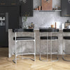 Cannonwood Half Moon Shape Metal Upholstered Back Counter Height Barstool Silver: Faux Leather