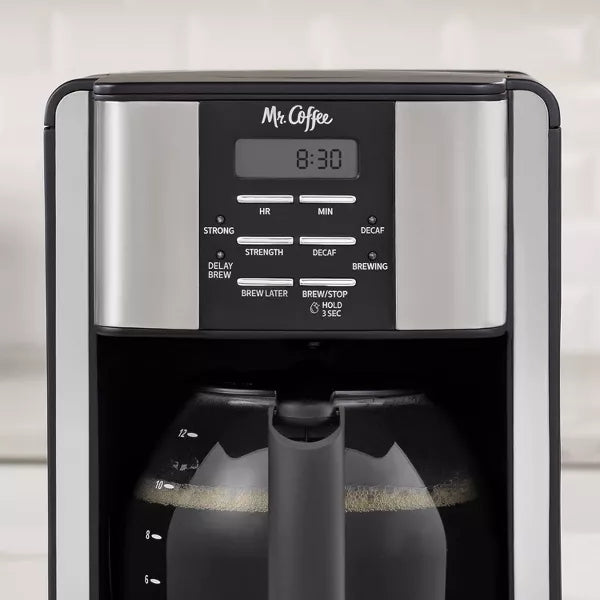 12-Cup Programable Coffee Maker Black/Stainless Steel: Drip, Automatic Shut-Off, Dishwasher-Safe Parts