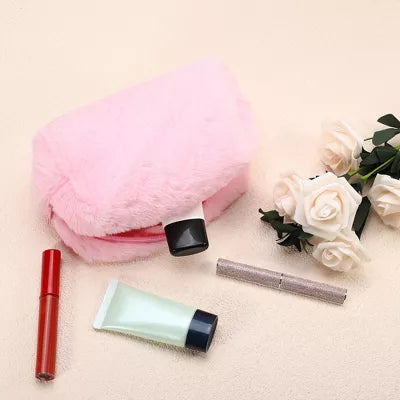 Cosmetic Travel Zipper Multi-functional Small Plush Makeup Bag Set of 12