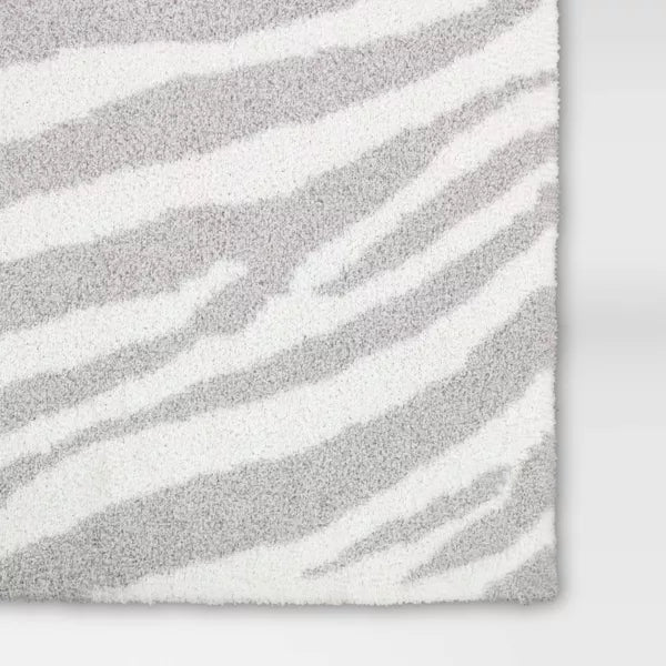 Cozy Feathery Knit Zebra Throw Blanket Gray