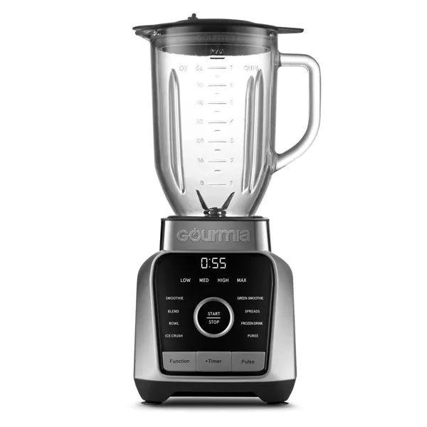 Digital Blender with 8 Total Blend Programs, 4 Speeds & Round-Plated Tamper Gray: Crushes Ice, Smoothie Maker