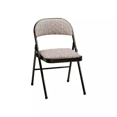 4-Pack of Sudden Comfort Deluxe Fabric Padded Folding Dinning Chairs Seat and Non Marring Leg Caps, Brown