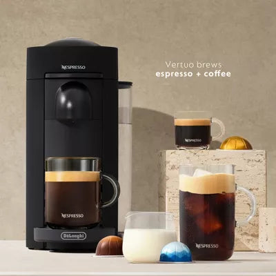 Nespresso VertuoPlus Coffee Maker and Espresso Machine Black Matte: Best Rated, Uses Nespresso Pods, 12 Capsules Included