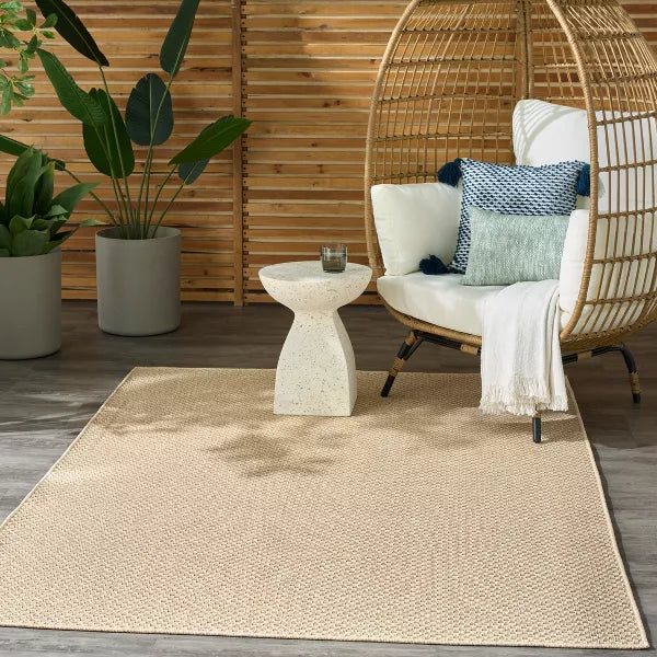 Tulum Basketweave Solid Indoor/Outdoor Rug 5'3"x7'