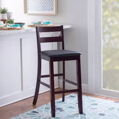 Triena Soho Padded Seat Faux Leather Barstool Hardwood/Brown - Upholstered