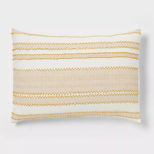 8pc Clipped Jacquard Striped Comforter and Sheet Set Yellow - King