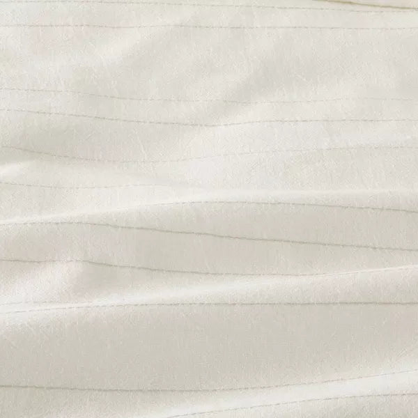 Fine Stripe Duvet & Sham Set Twilight Taupe/Sour Cream King