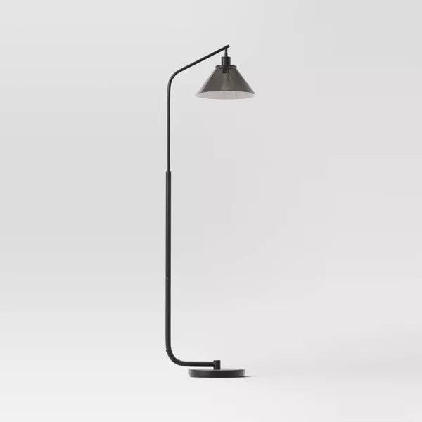 Smoked Glass Floor Lamp - Black SHOWROOM ITEM
