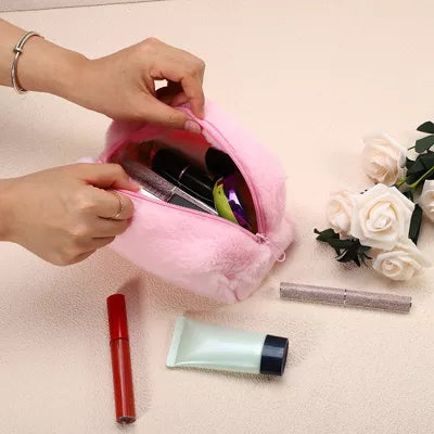 Cosmetic Travel Zipper Multi-functional Small Plush Makeup Bag Set of 12