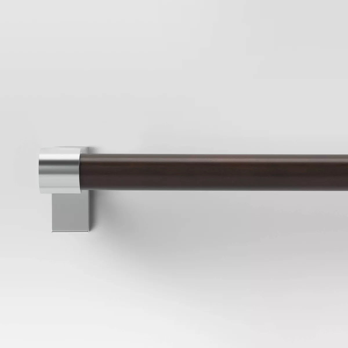 Dark Faux Wood Curtain Rod Nickel