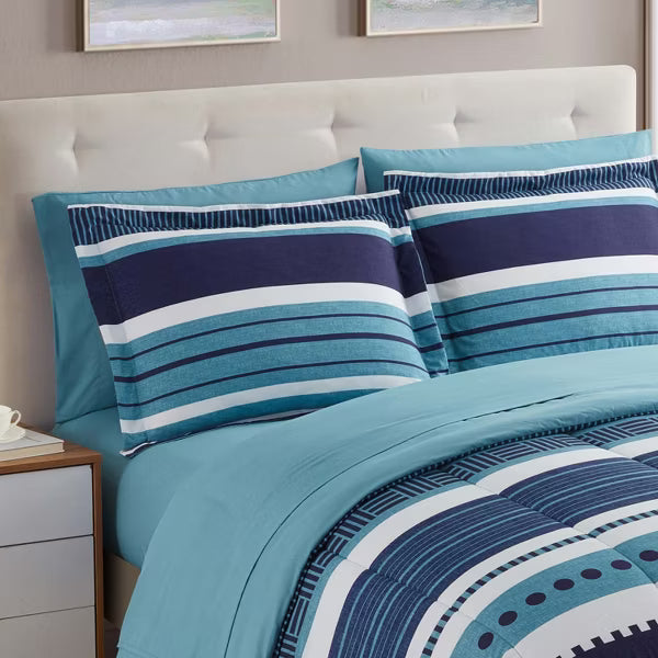 7pc Marino Bed-in-A-Bag Printed Comforter Set - Queen