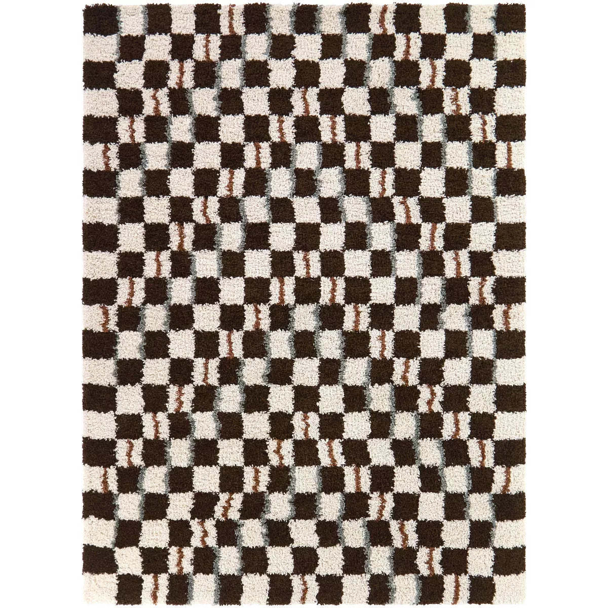 7’10” x 10’ Balta Rugs Checkered Plush Shag Area Rug - Brown SHOWROOM ITEM