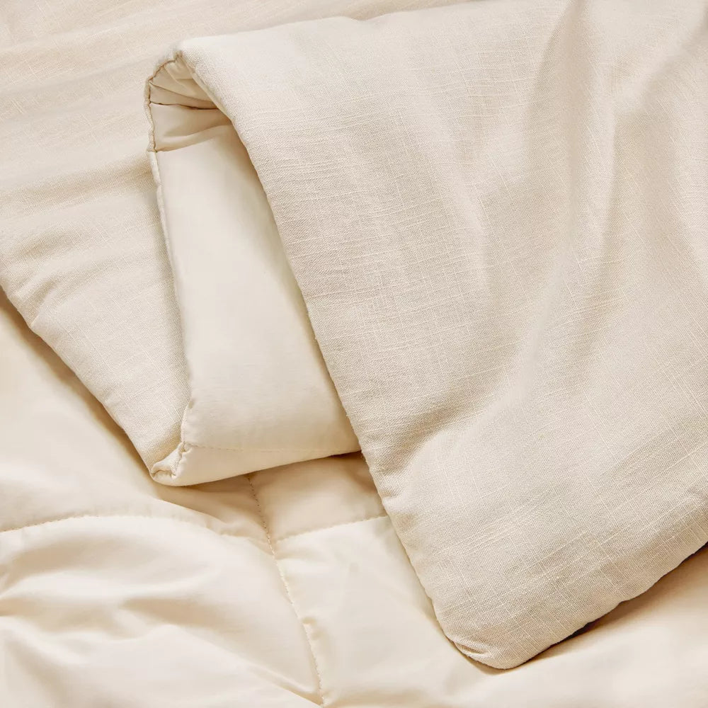 Heavyweight Linen Blend Comforter & Sham Set - Full/Queen 3-Piece