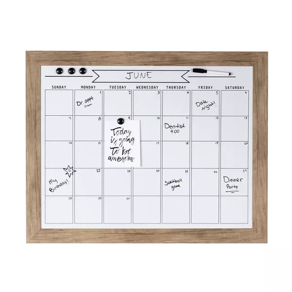 Beatrice Framed Magnetic Dry Erase Monthly Calendar Rustic Brown