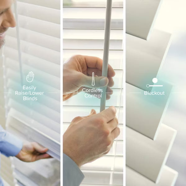 Light Filtering Faux Wood Blind Basic White