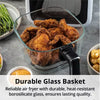 Glass Air Fryer: Toxin-Free Borosilicate Basket, Touch Screen, 8 Presets, Dishwasher Safe, Unique See-Through Design