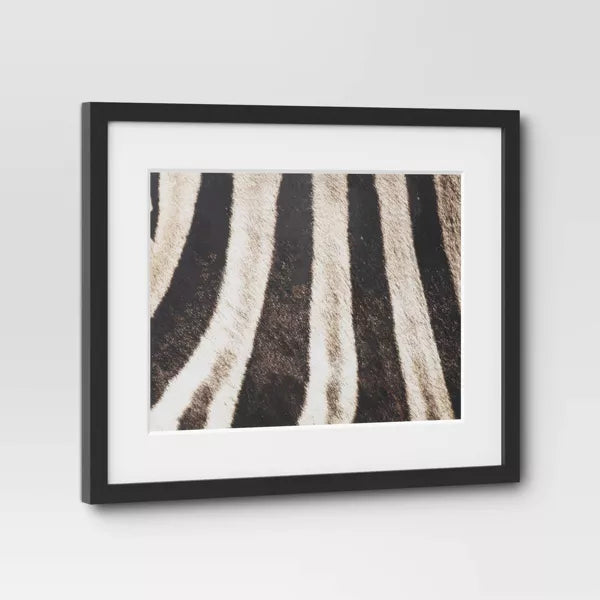 2pc Zebra Close up Glass Framed Wall Posters: Modern Animal Photography Prints