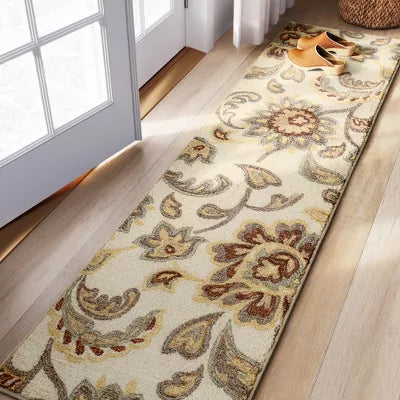 2'x7' Washable Runner Floral Paisley Rug Beige