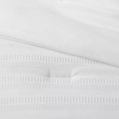 Woven Waffle Stripe Comforter Bedding Set - King