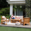 Logan Outdoor Teak Wood Lounge Chair with Sunbrella Vellum Cushion