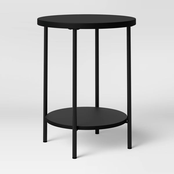Wood and Metal Small Round Side Table