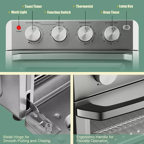 7-in-1 Air Fryer Toaster Oven Dehydrate Convection Ovens w/ 5 Accessories