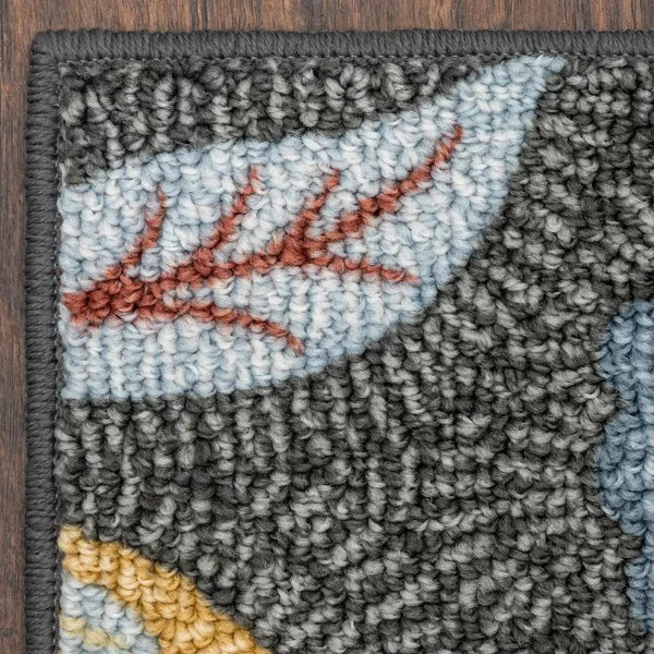 Washable Garden Floral Accent Rug Gray - 2'5" x 3'8"