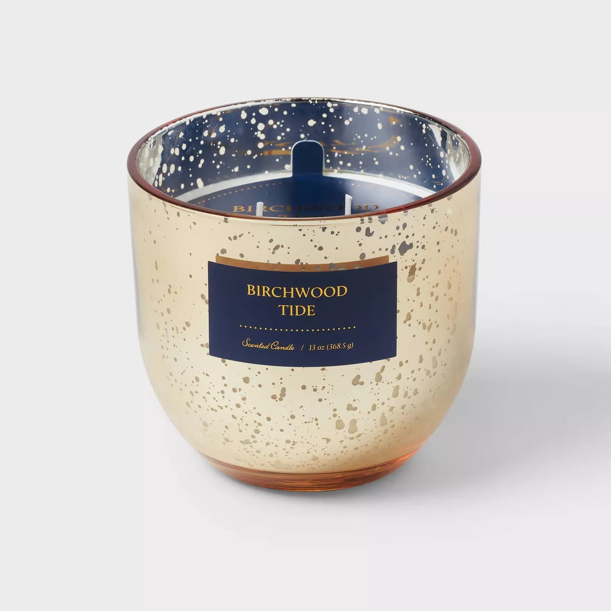 2-Wick Mercury Glass Candle Blue/Birchwood Tide, final cut