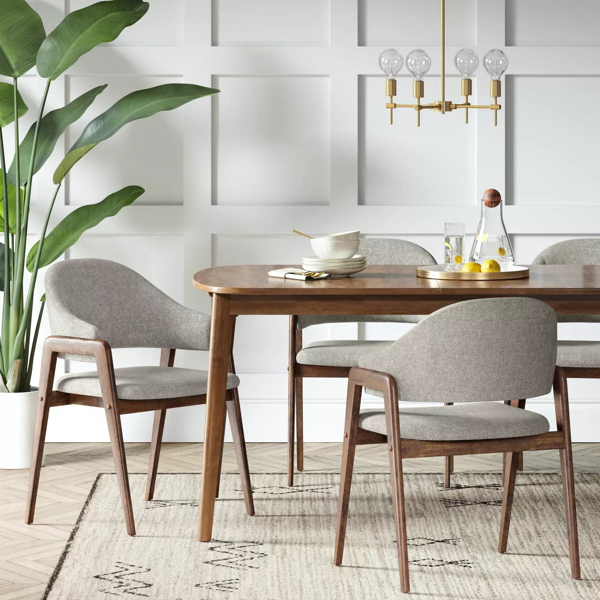 1pc Ingleside Open Back Upholstered Wood Frame Dining Chair - Dark Grey SHOWROOM ITEM