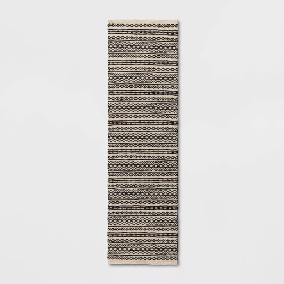 2' x 7' Washable Norwalk Stripe Runner Rug- Black/White SHOWROOM ITEM
