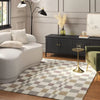 Checkered Woven Flatweave Area Rug White