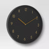 Luxe Wall Clock Black/Brass - Sleek Round Design for Home Decor