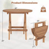 Patio Folding Side Table Indonesia Teak Wood Round Slatted Tabletop Portable Camping