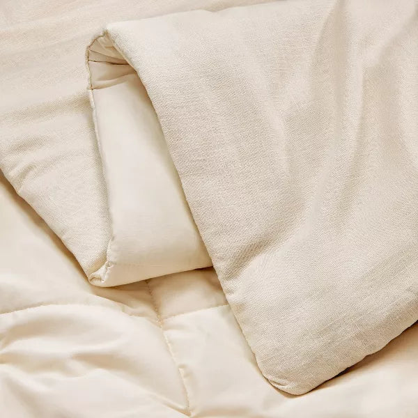 Heavyweight Linen Blend Comforter & Sham Set - Full/Queen 3-Piece