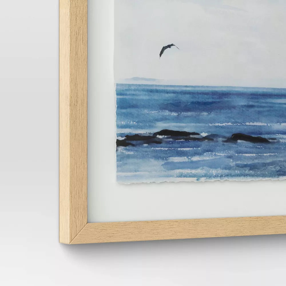 (Set of 2) Seascape Framed Art Set Natural