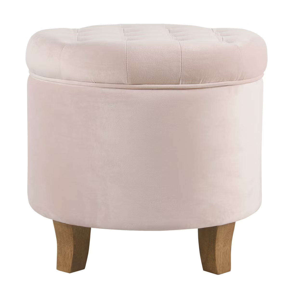 HomePop Velvet Tufted Round Storage Ottoman Pink Blush - SHOWROOM ITEM 