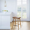 Barker Wood Cushioned Counter Height Barstool Warm Pine/Chestnut: Upholstered Rectangle
