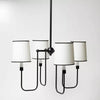 4-Arm Chandelier with Trim Shades Black - Polyester/Cotton, Metal Body, UL Listed