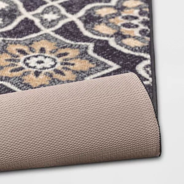 Washable Rowena Rug Charcoal Gray