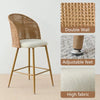 1-Piece Grasse Linen Bar Stool Beige Upholstered Bar Stool with Rattan Back