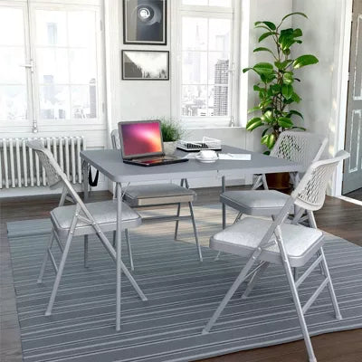 Fold in Half Multi-Purpose Card Table with Handle Gray