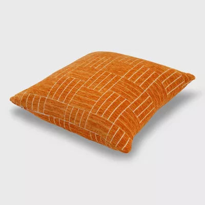 Staggered Striped Chenille Woven Jacquard Square Throw Pillow