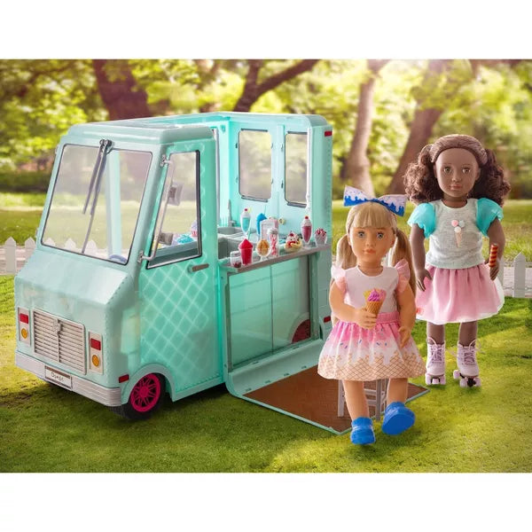 Sweet Stop Ice Cream Truck with Electronics for Dolls - Light Blue