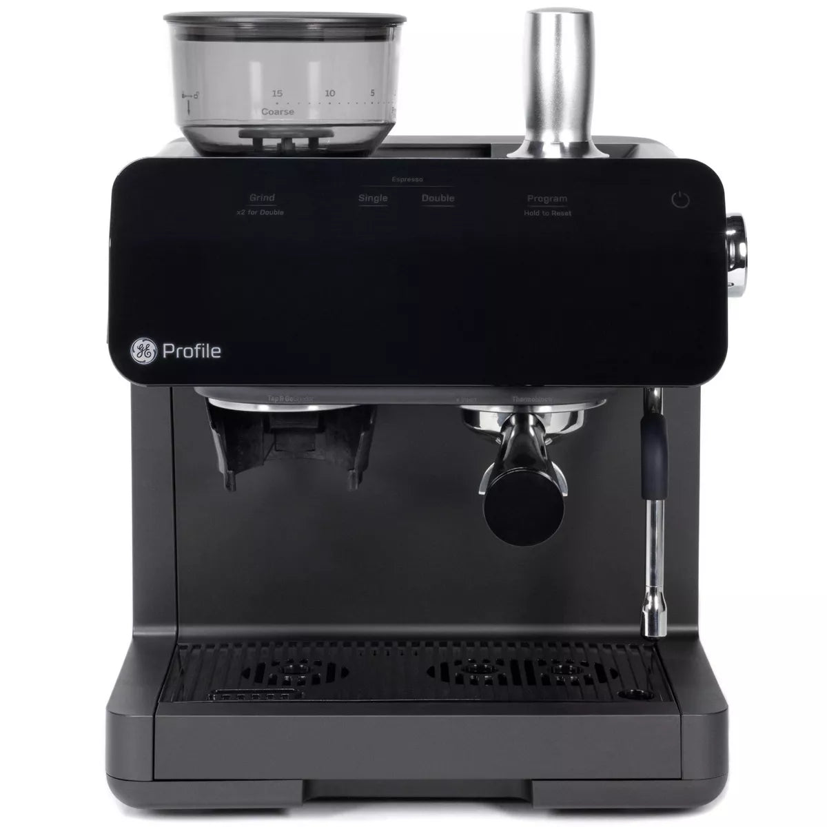 Profile Semi Automatic Stainless Steel Espresso Maker and Frother Black: Electric Coffee Machine, 10 Cup Capacity