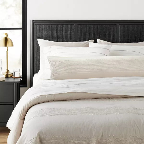 Slub Center Stripe Oversized Lumbar Bed Pillow